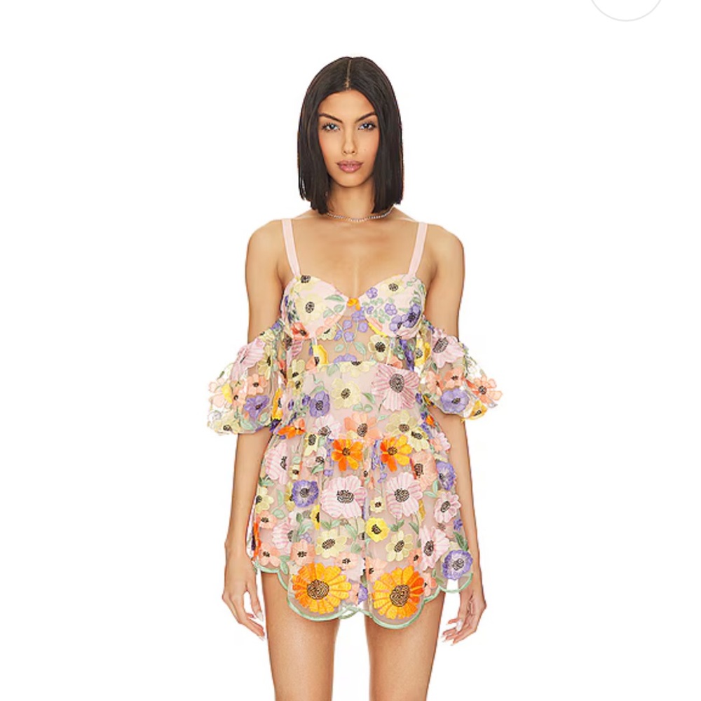 for love & lemons prato mini dress in multi